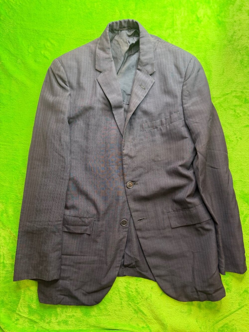 Vintage Stein's Wool Blend Herringbone Sport Coat Blazer Approx Sz 46